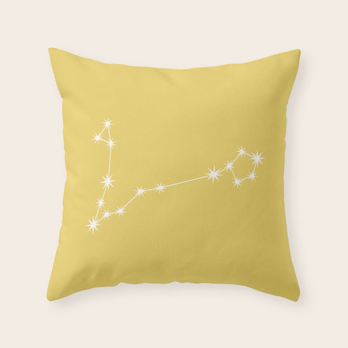 Pisces Zodiac Star Constellation Line Art Soft Yellow Throw Pillow Gallery Image 1
