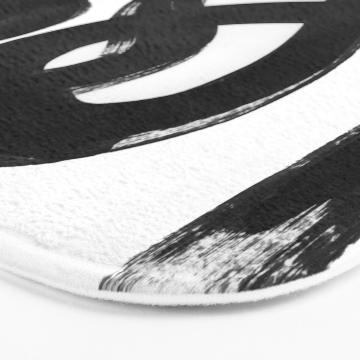 Knots Black & White Minimalist Ink Tribal Mid Century Pattern Dark Painting Pattern Bath Mat Gallery Image 3