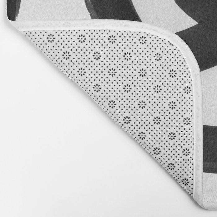 Knots Black & White Minimalist Ink Tribal Mid Century Pattern Dark Painting Pattern Bath Mat Gallery Image 2