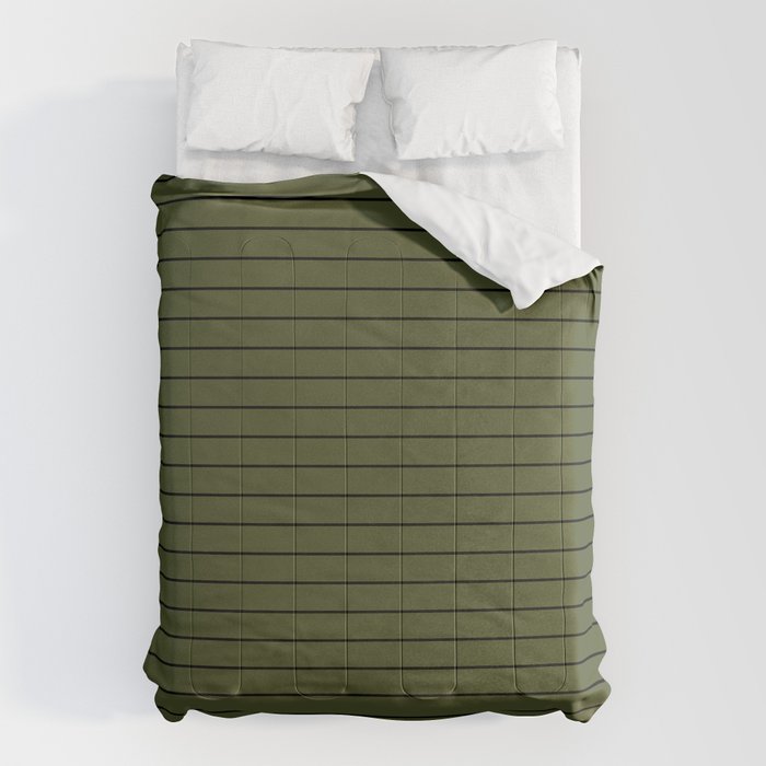 Minimal Arch XII Dark Green Modern Geometric Lines Comforter Gallery Image 1