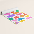 Fun retro sticker quote cartoon pattern Yoga Mat Gallery Image 2
