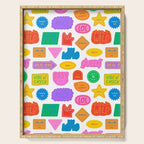 Fun retro sticker quote cartoon pattern Serving Tray Gallery Image 1