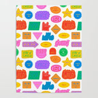 Fun retro sticker quote cartoon pattern Poster Gallery Image 4
