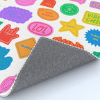 Fun retro sticker quote cartoon pattern Rug Gallery Image 4