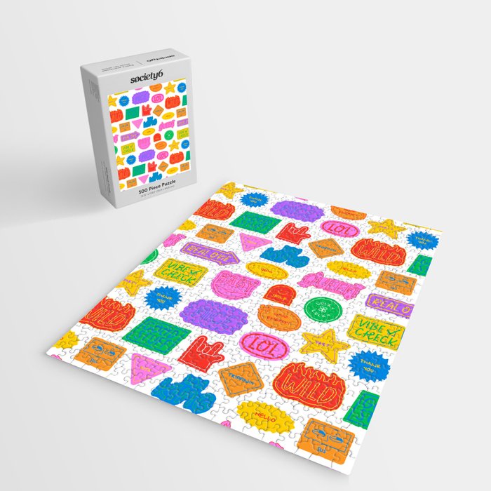 Fun retro sticker quote cartoon pattern Jigsaw Puzzle Gallery Image 2