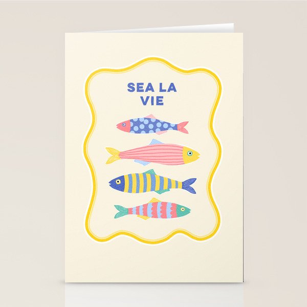 SEA LA VIE - Coastal Pun Fish Art with dots and stripes  Stationery Card Gallery Image 2