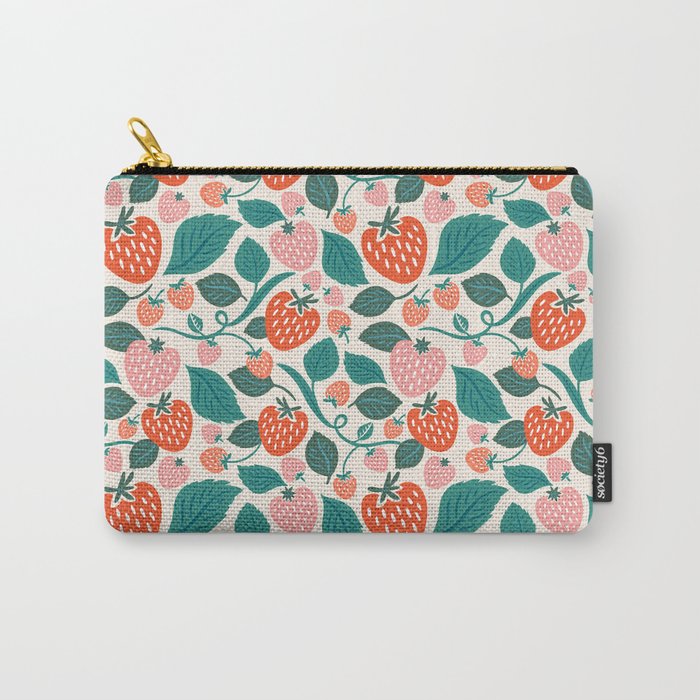 Strawberry Fields - Teal Carry All Pouch Gallery Image 1