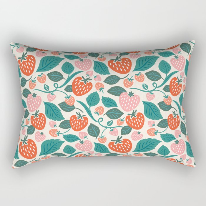 Strawberry Fields - Teal Rectangular Pillow Gallery Image 2