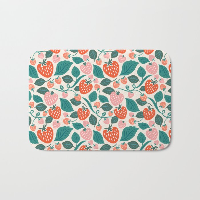 Strawberry Fields - Teal Bath Mat Gallery Image 1