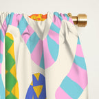 Happy Snakes Light - Bright Rainbow Textured Snakes With Funky Geometric Patterns on Cream Window Curtain Gallery Image 2