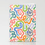 Happy Snakes Light - Bright Rainbow Textured Snakes With Funky Geometric Patterns on Cream Stationery Card Gallery Image 2