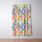 Happy Snakes Light - Bright Rainbow Textured Snakes With Funky Geometric Patterns on Cream Window Curtain Gallery Image 3