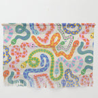 Happy Snakes Light - Bright Rainbow Textured Snakes With Funky Geometric Patterns on Cream Wall Hanging Gallery Image 1
