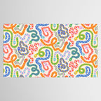 Happy Snakes Light - Bright Rainbow Textured Snakes With Funky Geometric Patterns on Cream Tablecloth Gallery Image 2