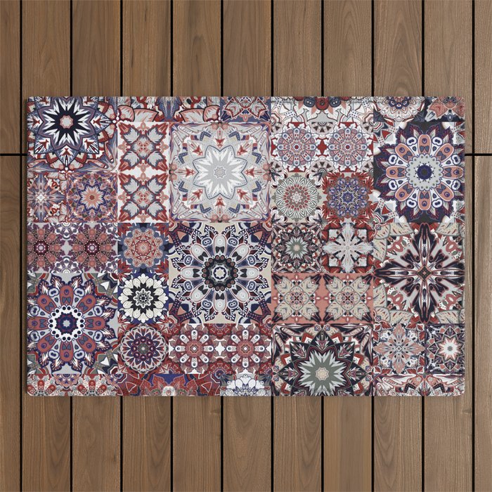 Mediterranean Decorative Tile Print XVIII Outdoor Rug Gallery Image 1
