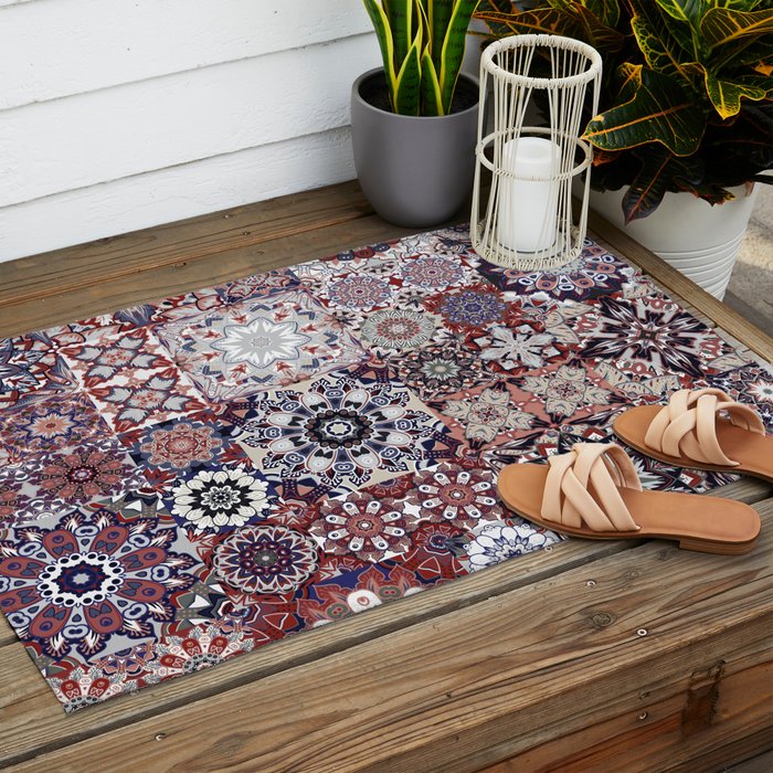 Mediterranean Decorative Tile Print XVIII Outdoor Rug Gallery Image 2