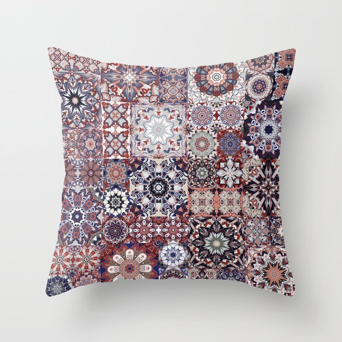 Mediterranean Decorative Tile Print XVIII Throw Pillow Gallery Image 1