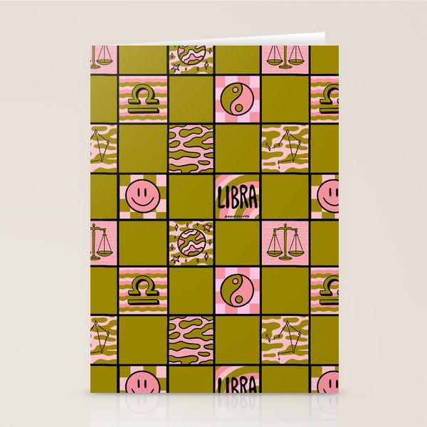 Libra Checkered Print Stationery Card Gallery Image 2