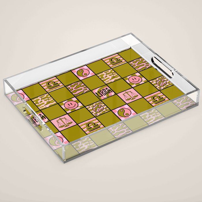 Libra Checkered Print Acrylic Tray Gallery Image 1