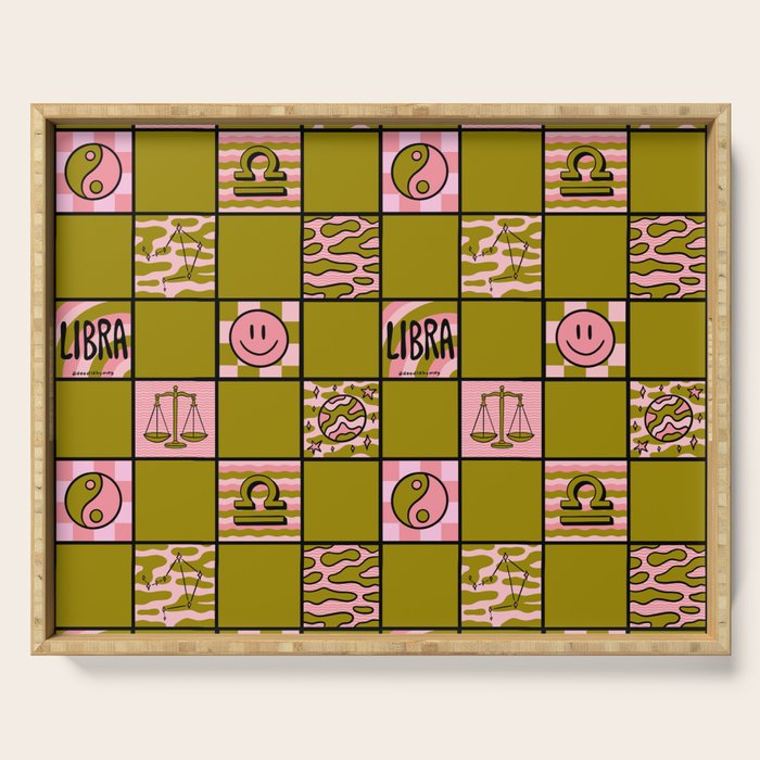 Libra Checkered Print Serving Tray Gallery Image 1
