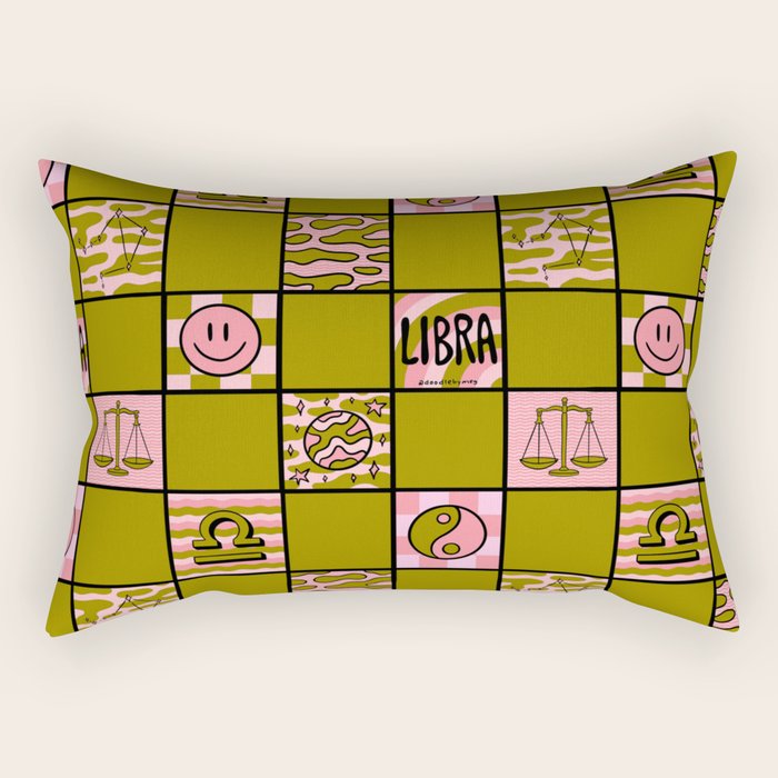 Libra Checkered Print Rectangular Pillow Gallery Image 2