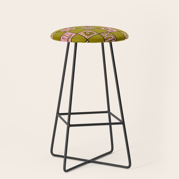 Libra Checkered Print Stool Gallery Image 1