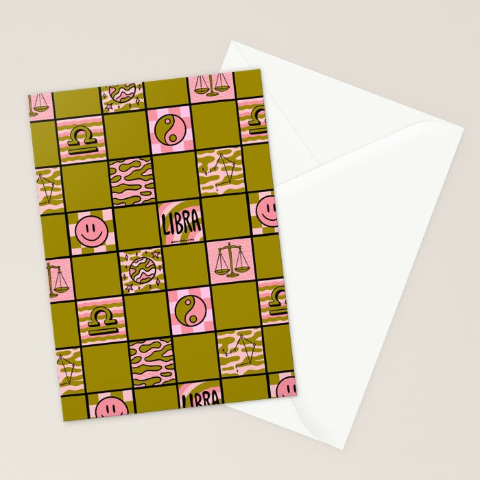 Libra Checkered Print Stationery Card Gallery Image 2