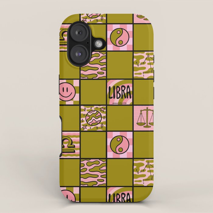 Libra Checkered Print iPhone Case Gallery Image 1