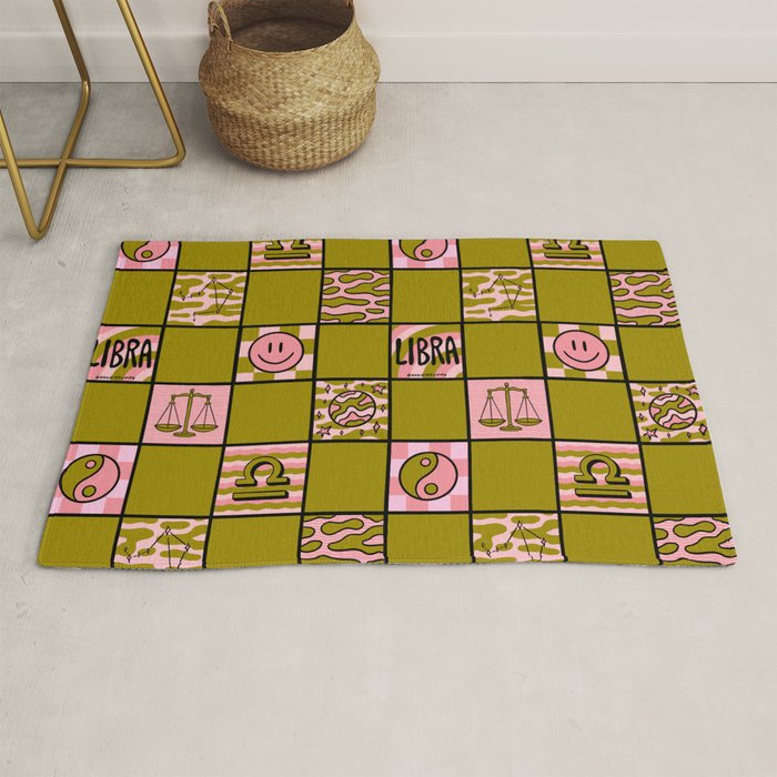 Libra Checkered Print Rug Gallery Image 1