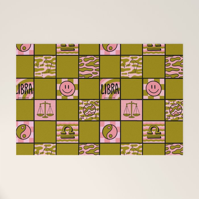 Libra Checkered Print Welcome Mat Gallery Image 1