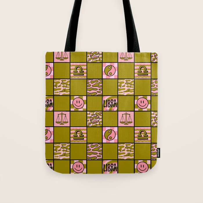 Libra Checkered Print Tote Bag Gallery Image 1