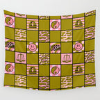Libra Checkered Print Wall Tapestry Gallery Image 4