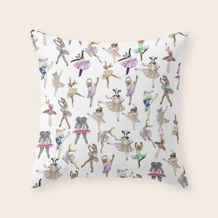 Animal Square Dance Hipster Ballerinas Throw Pillow Gallery Image 6