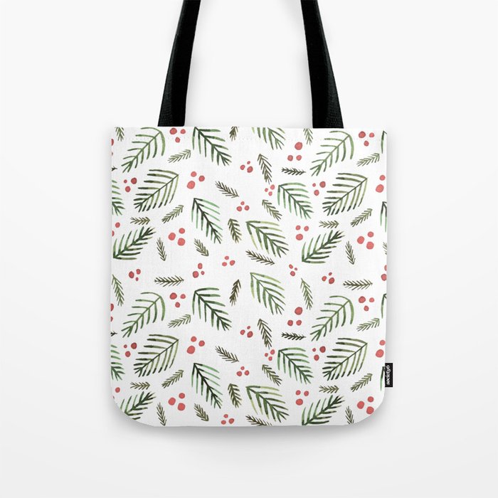 Christmas tree branches and berries - vintage Tote Bag Gallery Image 1