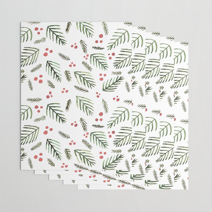 Christmas tree branches and berries - vintage Wrapping Paper Gallery Image 3