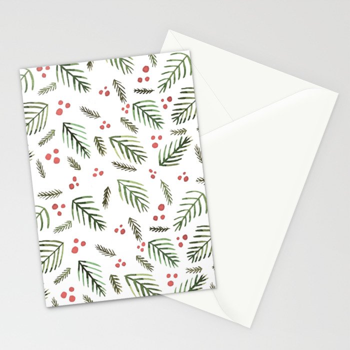Christmas tree branches and berries - vintage Stationery Card Gallery Image 2