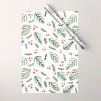 Christmas tree branches and berries - vintage Wrapping Paper Gallery Image 1