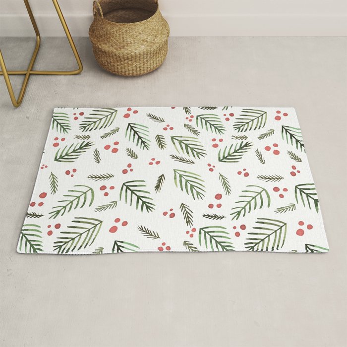 Christmas tree branches and berries - vintage Rug Gallery Image 1