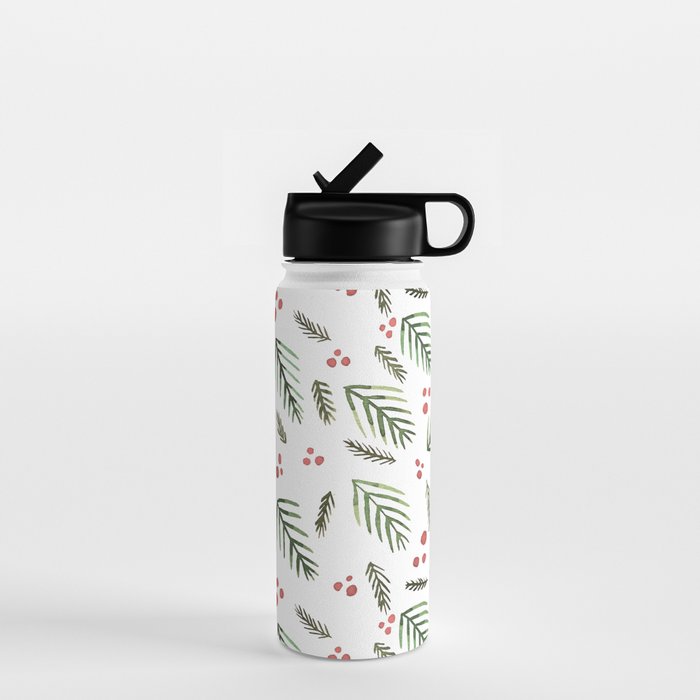 Christmas tree branches and berries - vintage Water Bottle Gallery Image 1