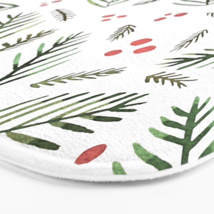 Christmas tree branches and berries - vintage Bath Mat Gallery Image 3