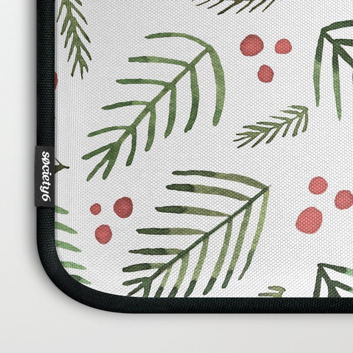 Christmas tree branches and berries - vintage Laptop Sleeve Gallery Image 3