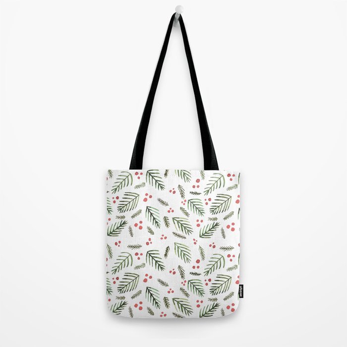 Christmas tree branches and berries - vintage Tote Bag Gallery Image 2