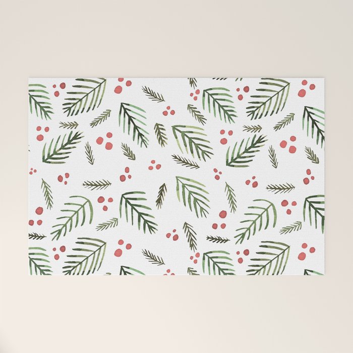 Christmas tree branches and berries - vintage Welcome Mat Gallery Image 1