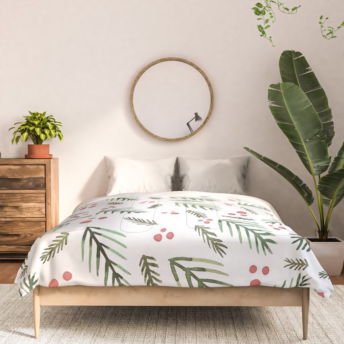 Christmas tree branches and berries - vintage Comforter Gallery Image 3