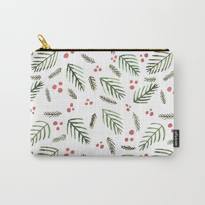 Christmas tree branches and berries - vintage Carry All Pouch Gallery Image 1