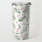 Christmas tree branches and berries - vintage Travel Mug Gallery Image 2