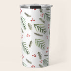 Christmas tree branches and berries - vintage Travel Mug Gallery Image 1