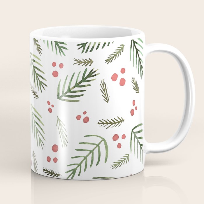 Christmas tree branches and berries - vintage Coffee Mug Gallery Image 1