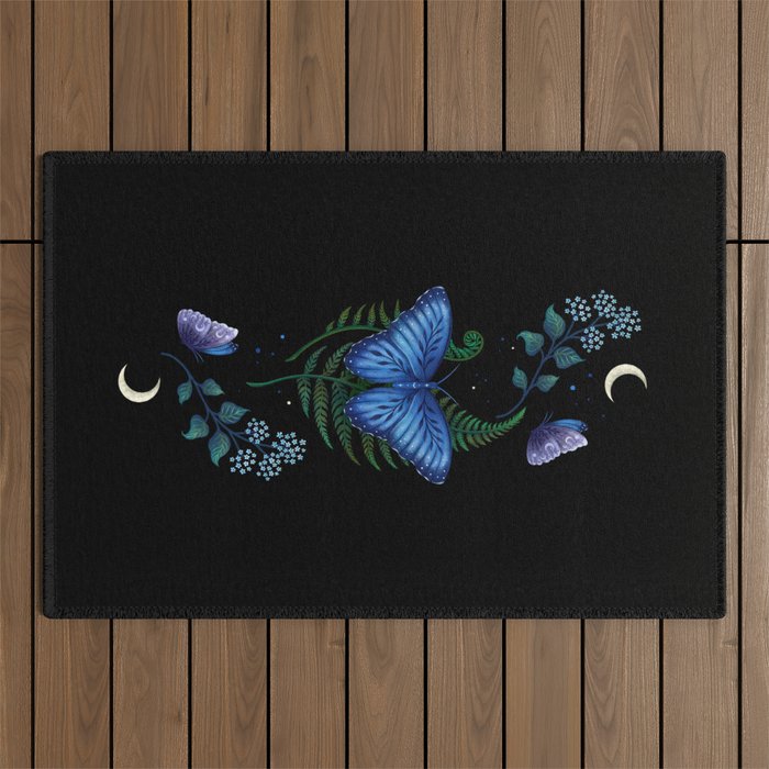 Blue Morpho Butterfly Outdoor Rug Gallery Image 1