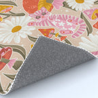Kittens & Shrooms - Pink & Coral on Cream Rug Gallery Image 4